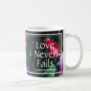 Mug Christian Floral Valentine LOVE JAMAIS ÉCHOUER