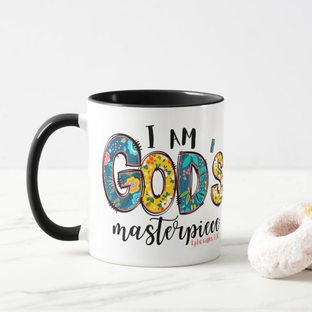 Mug Christian I Am God's Masterpiece Ajouter un nom (Avec donut)