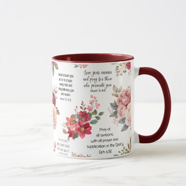 Mug Christian PRAYER SCRIPTURES Floral (Droite)