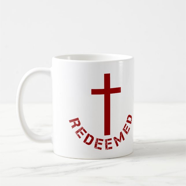 Mug Christian Rendu Croix Rouge et Conception de texte (Gauche)