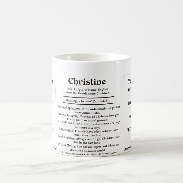 Mug Christine, l'origine et la signification (Centre)
