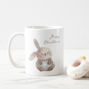 Mug Christmas Bunny and Snowflake, personalized