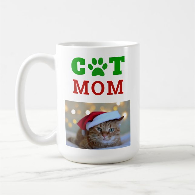 Mug Christmas Cat Mom Empreinte de patte Snowflake Pho (Gauche)