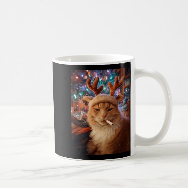 Mug Christmas Cat Smoking Cigarette Meme Gen Z Comfort (Droite)