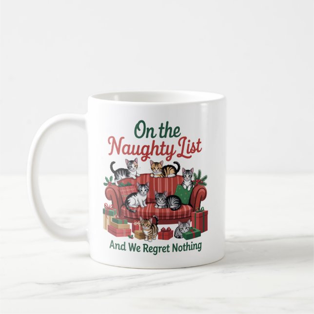 Mug Christmas Cats On The Naughty List 90s Retro Cat (Gauche)