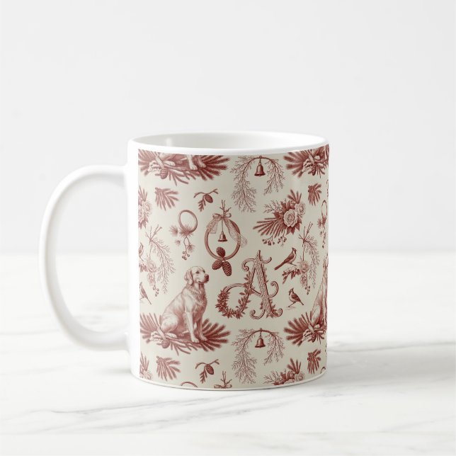 Mug Christmas Golden Retriever Dog Letter A Gift (Gauche)