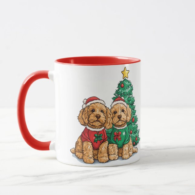Mug Christmas Goldendoodle Dogs (Gauche)