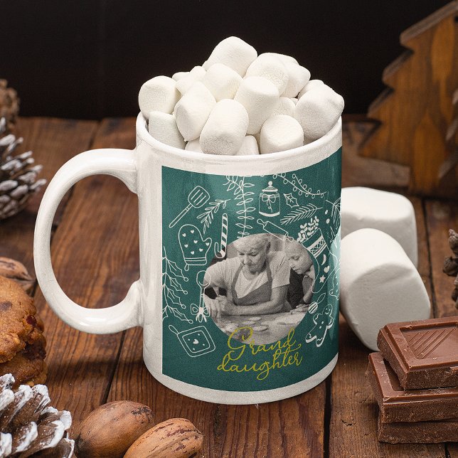 Mug Christmas Green Photo Holiday Baking Family Recett (Créateur téléchargé)