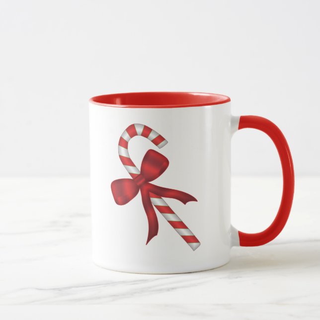 Mug Christmas Holiday Candy Cane with Red Bow (Droite)