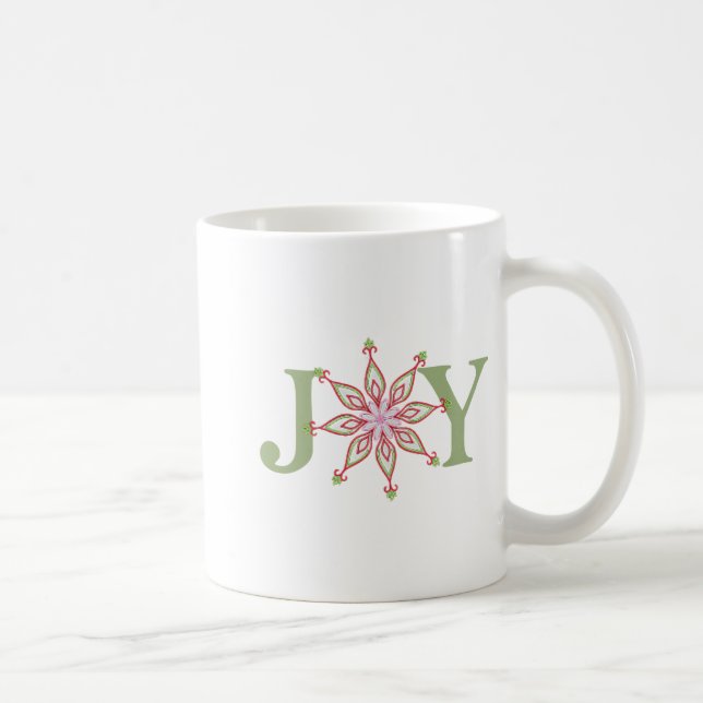 Mug Christmas Holiday Cute Whimsical Joy Snowflake  (Droite)