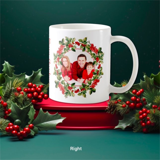 Mug Christmas Holly Feuilles & Berries Photo personnal (Créateur téléchargé)