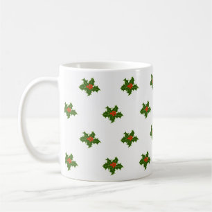 Mug Christmas Holly Motif
