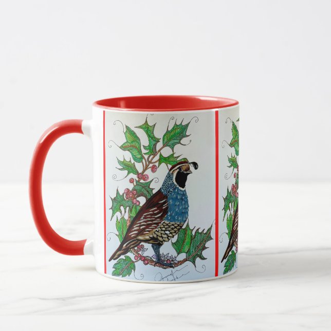 Mug Christmas Holly Quail (Gauche)