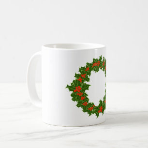 Mug Christmas Holly Wreath