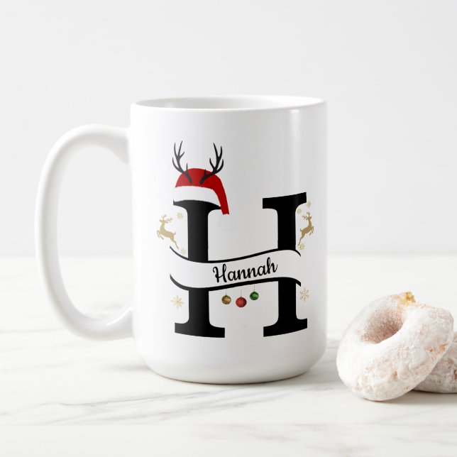 Mug Christmas Letter H Alphabet  (Avec donut)