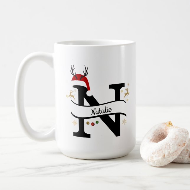 Mug Christmas Letter N Alphabet  (Avec donut)
