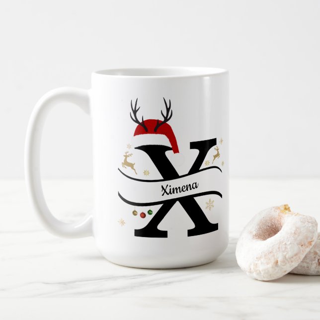 Mug Christmas Letter X Alphabet  (Avec donut)