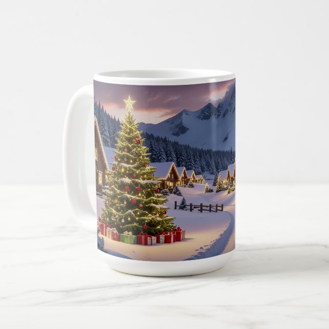 Mug Christmas lights landscape with snow (Devant gauche)