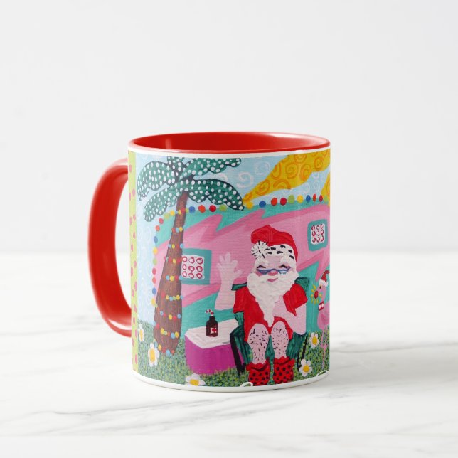 Mug Christmas Mug, Père Noël, Trailer, Flamant rose, F (Devant gauche)