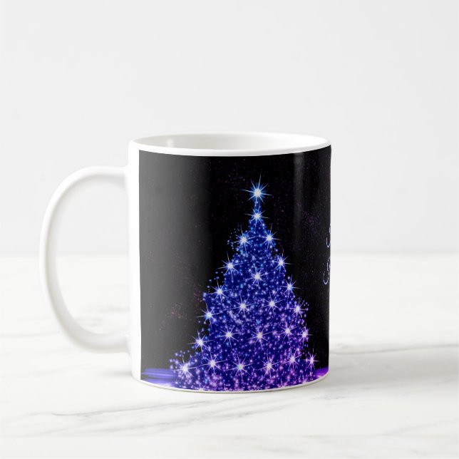 Mug Christmas Party Pink Blue Tree Winter Black Rustic (Gauche)