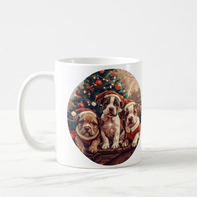 Mug Christmas Pit Bull Puppy Dogs (Gauche)