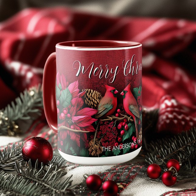 Mug Christmas Pointessia Flower Cardinals Birds Name (Christmas Pointessia Flower Cardinals Birds Name Mug)