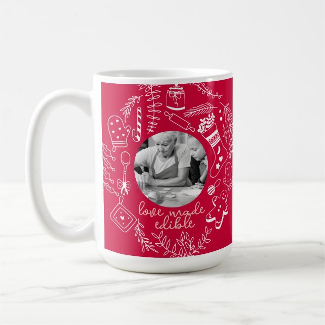 Mug Christmas Red Photo Holiday Baking Family Recette (Gauche)