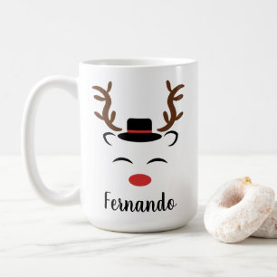 Mug Christmas Reindeer rouge nez noir casquette person