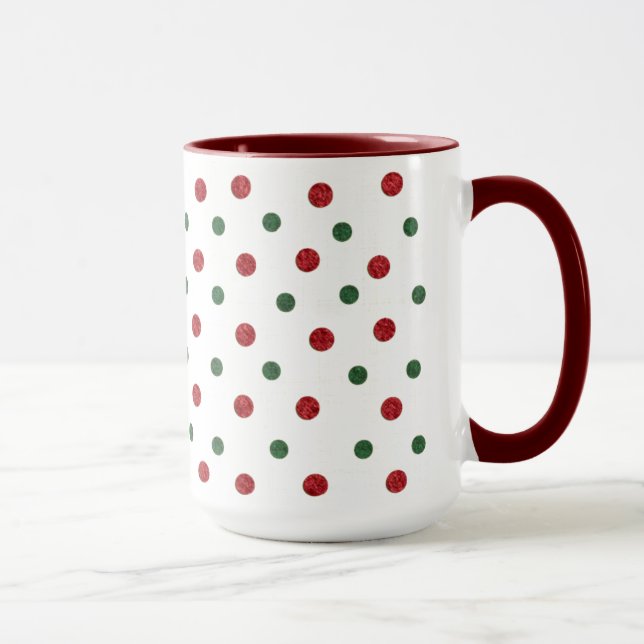 Mug Christmas Retro Dots Pattern Red Green (Droite)