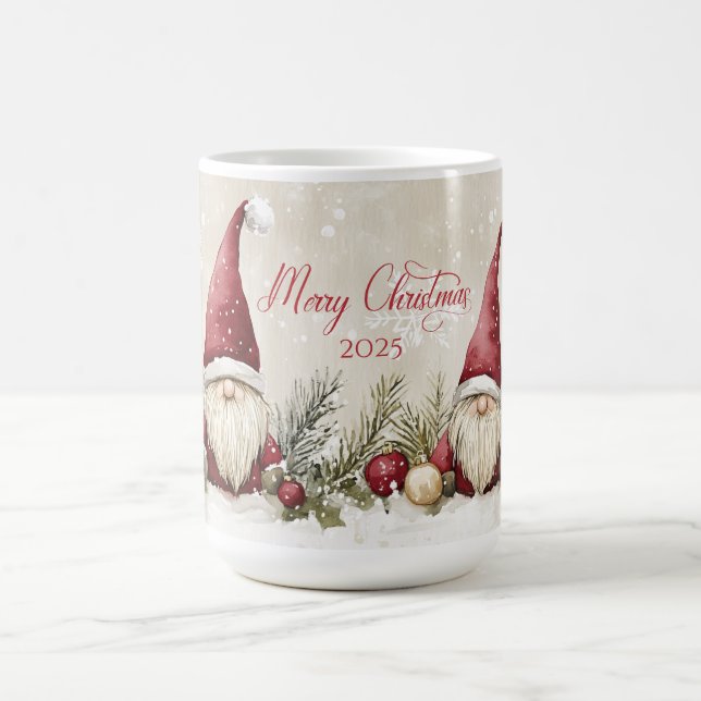 Mug Christmas Santa Gnomes, Pine, Berries | (Centre)