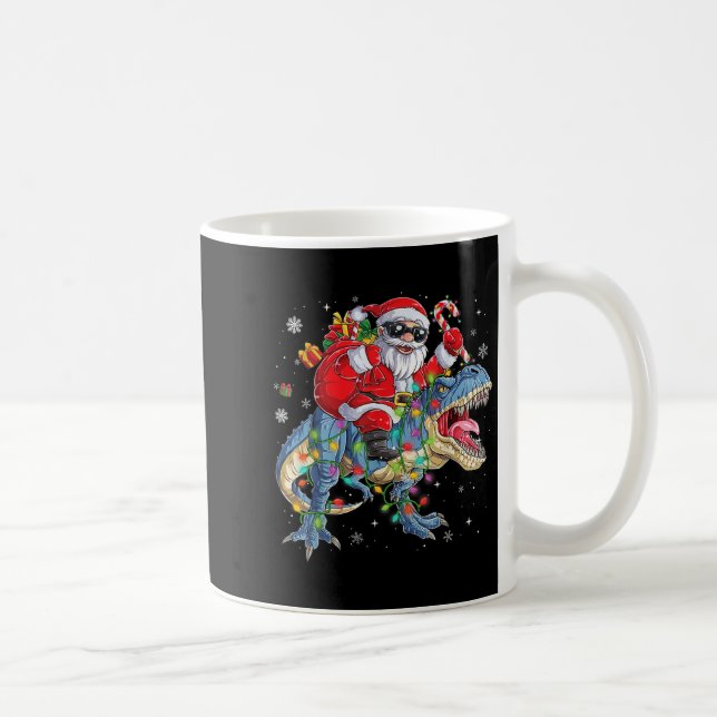 Mug Christmas Santa Riding Dinosaur Funny Xmas Lights  (Droite)