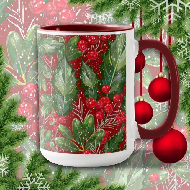 Mug Christmas Snow Holly (Créateur téléchargé)
