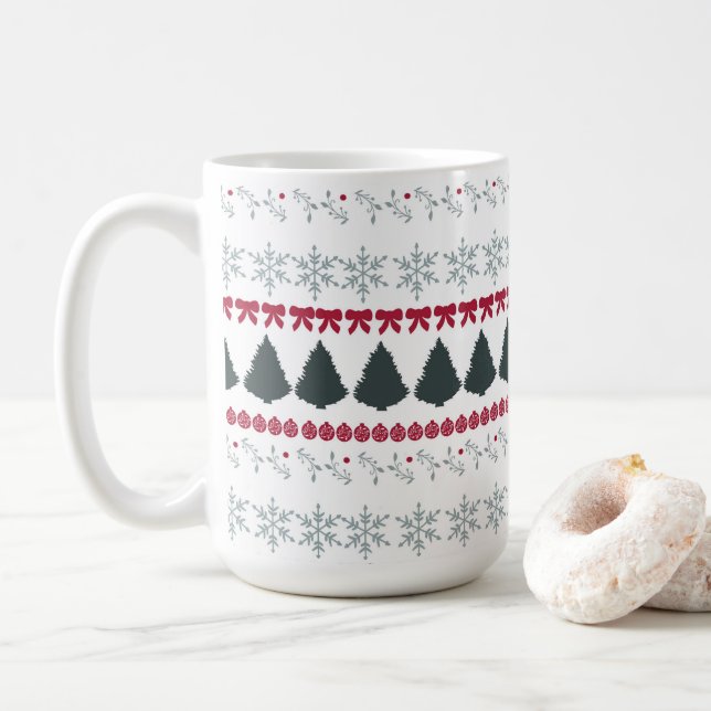Mug Christmas Snowflakes and Trees (Avec donut)