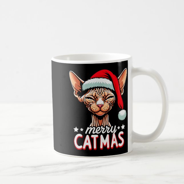 Mug Christmas Sphynx Cat Merry Catmas Santa Hat Xmas  (Droite)