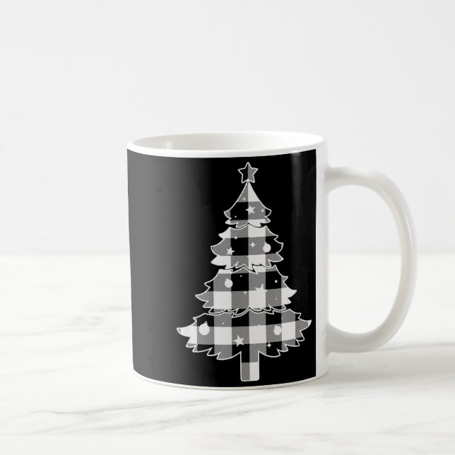 Mug Christmas Tree Black &amp; White Buffalo Plaid Mer (Droite)