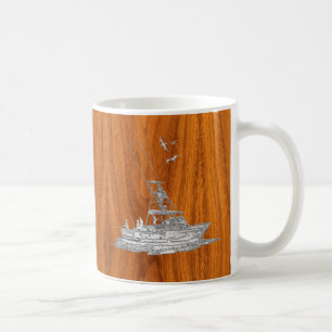 Mug Chrome Comme bateau de pêche sur le Décor en bois 