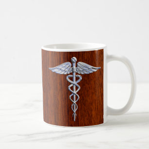 Mug Chrome comme le symbole médical Caducée Décor en a