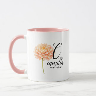 Mug Chrysanthème doré élégant aux pétales en fleurs