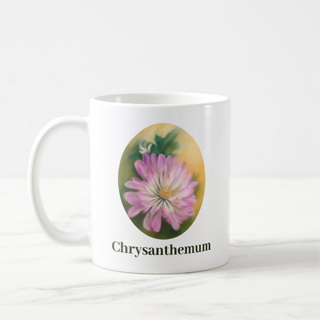 Mug Chrysanthemum Pink and Cream Pastel Floral (Gauche)