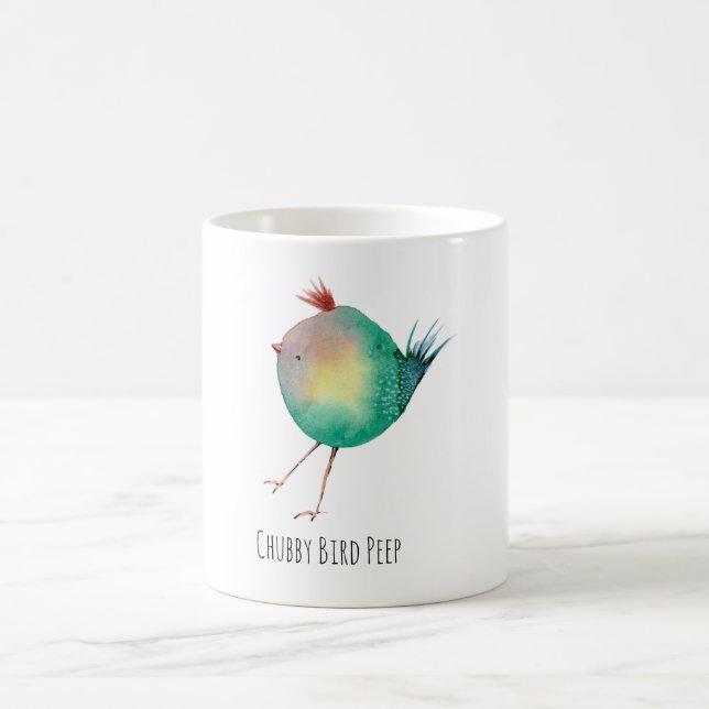 Mug Chubby Bird Peep, Whimsical bird, colourfull Koffi (Centre)