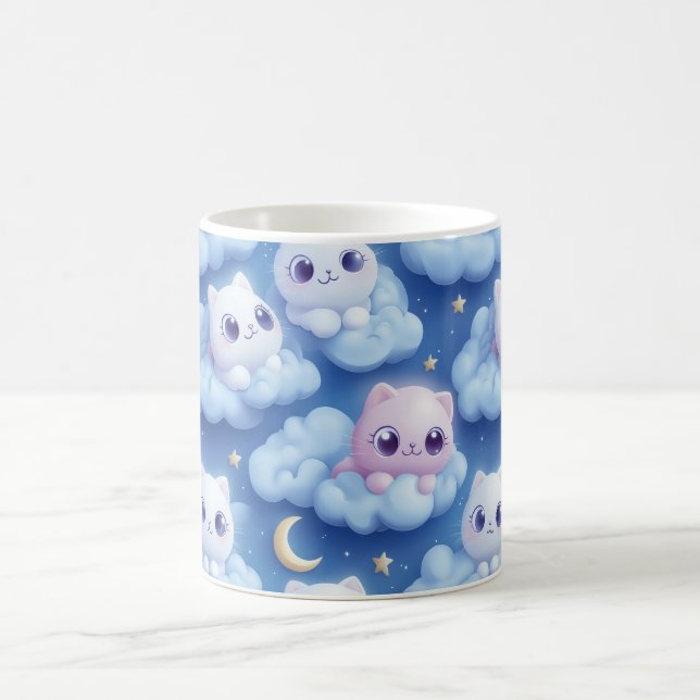 Mug "Chubby Kawaii Chats et nuages 3D Motif sans coutu (Centre)
