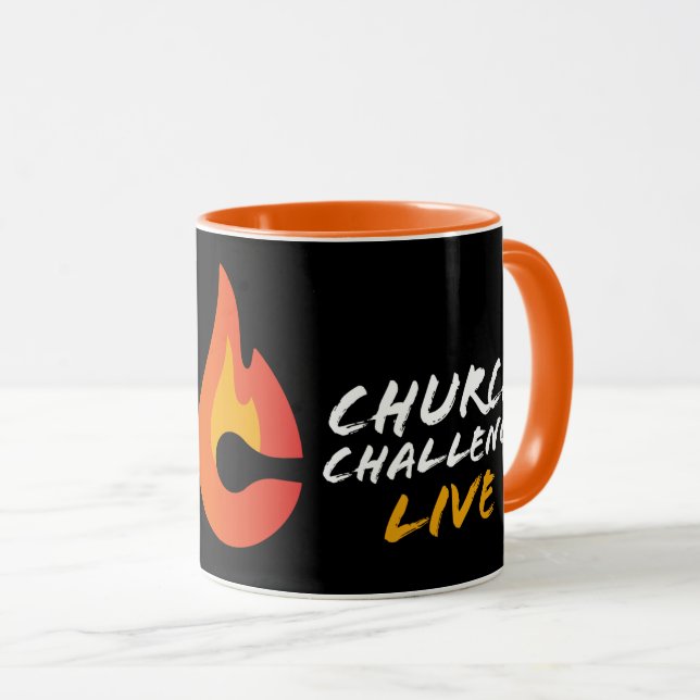 Mug Church Challenge Custom Mark 9:23 Black Orange (Devant droit)