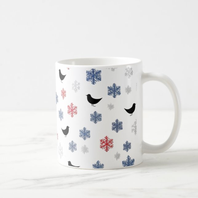 Mug Chute de neige scandinave - Rouge minimal, blanc (Droite)