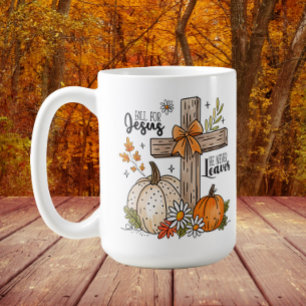 Mug Chute pour Jésus Croix chrétienne d'automne