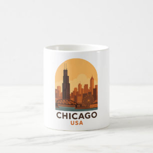 Mug Ciel de la ville de Chicago USA vintage – Skyline 