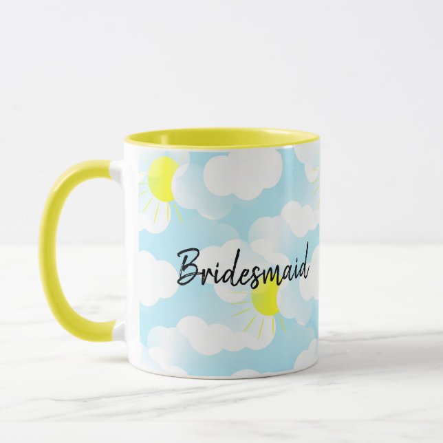 Mug Ciel d'été bleu soleil avec nuages Nom de la serva (Gauche)