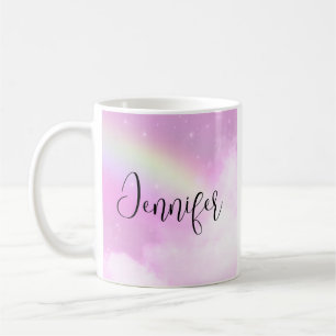 Mug Ciel rose nuages fluffés et arc-en-ciel