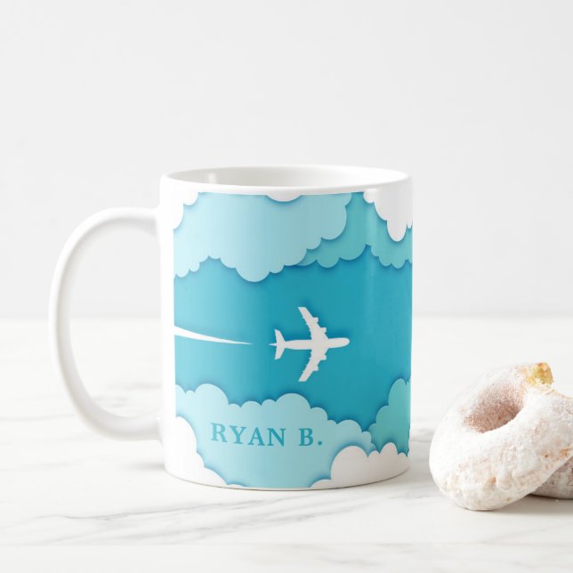 Mug Ciels conviviaux | Nom ou initiales du thème de l' (Avec donut)