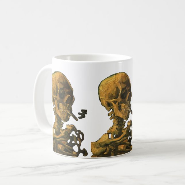 Mug Cigarette de tabagisme de crâne (Devant gauche)