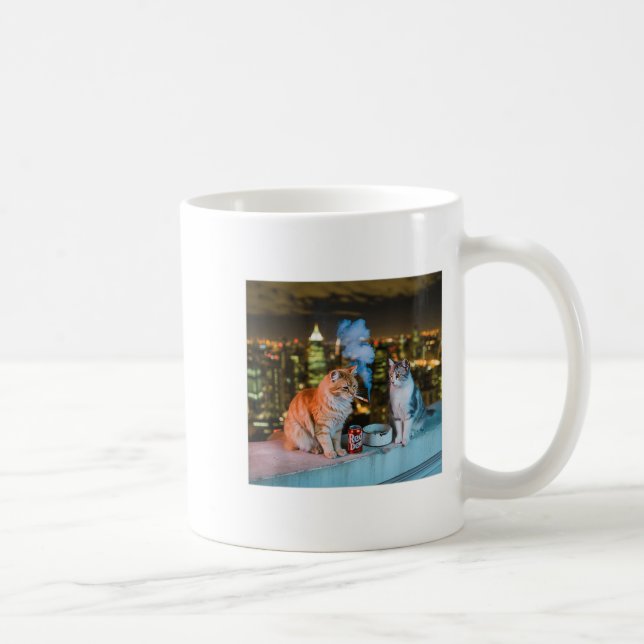 Mug Cigarette Kitten Drôle Fumer Mème Chat Stud Cervea (Droite)